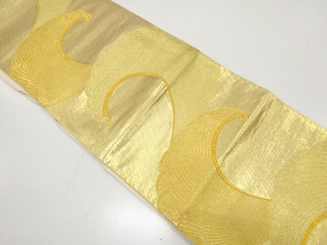 JAPANESE KIMONO / ANTIQUE FUKURO OBI / SILK / WOVEN ROUGH WAVES